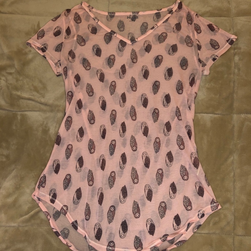 Pink Owl Pattern Mudd Shirt Medium